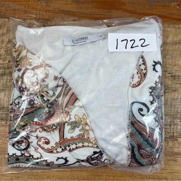 RoseMarine  Floral Print Blouse Made in Italy wrap top Y2K inspired lined Large - Picture 10 of 10